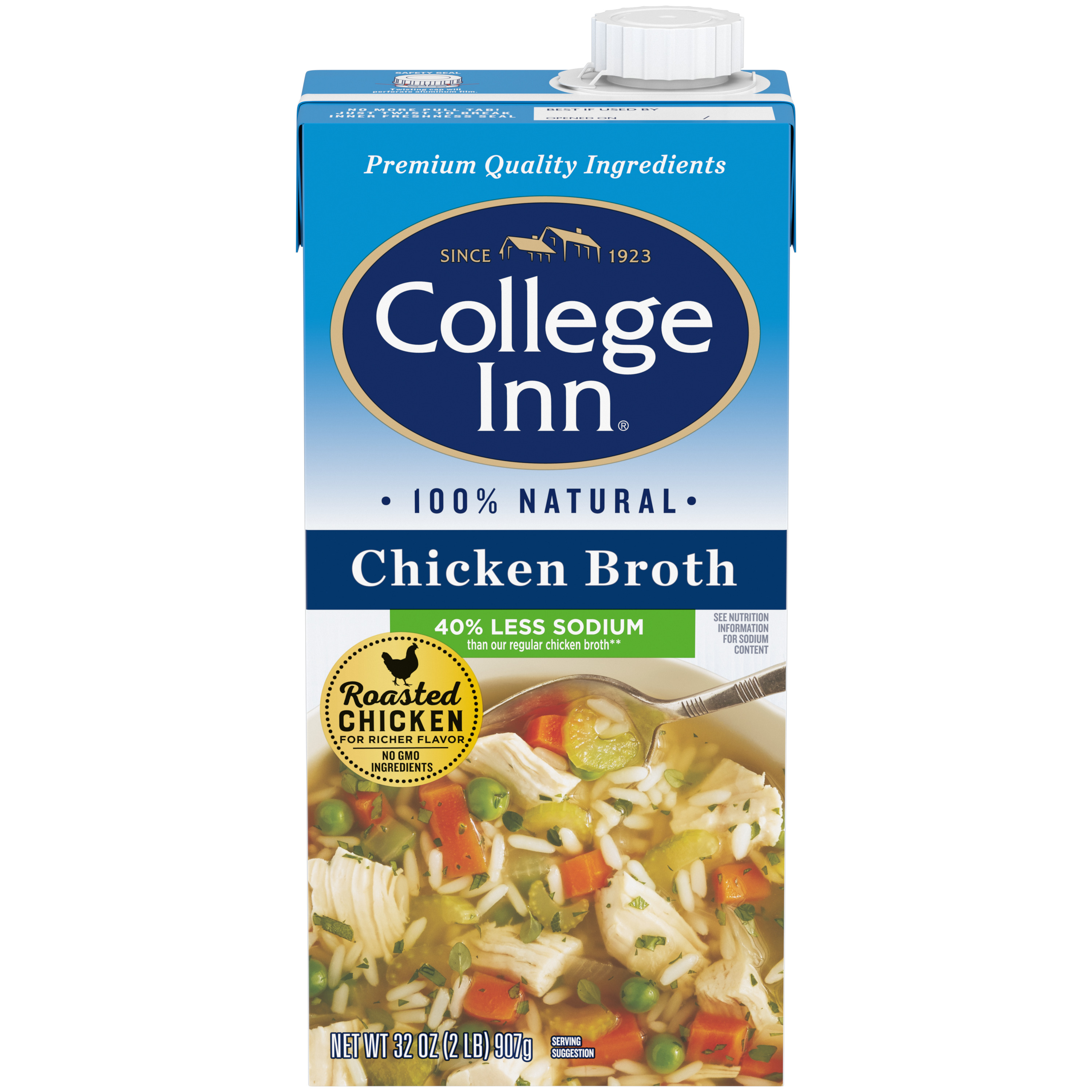 College Inn® Chicken Broth Less Sodium Aseptic Carton, 32 oz Del